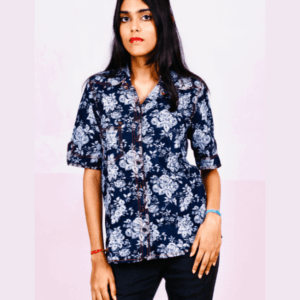Denim printed top